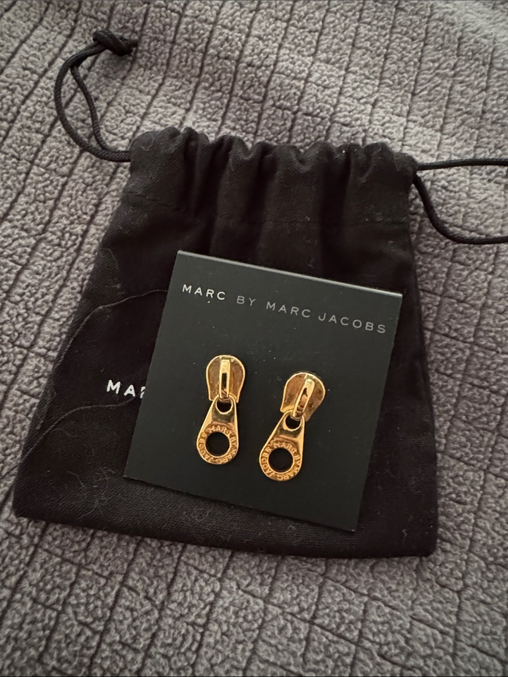 Marc by Marc Jacobs Gold Zipper-Pull Stud Earrings